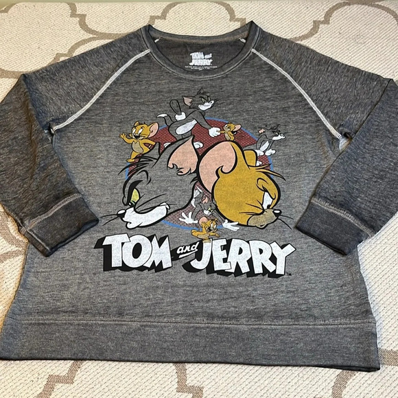 Tom & Jerry novelty print character retro cartoon sweatshirt - Picture 1 of 10